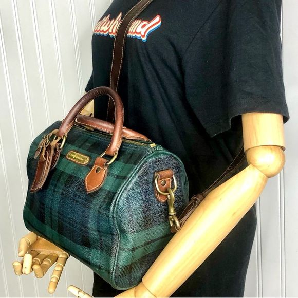 MRALPH LAUREN Black Watch Plaid Crossbody Duffle Shoulder Boston Doctor Bag 25cm - Picture 5 of 17